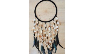 big circle bali design dream catcher long multiple feathers with leather